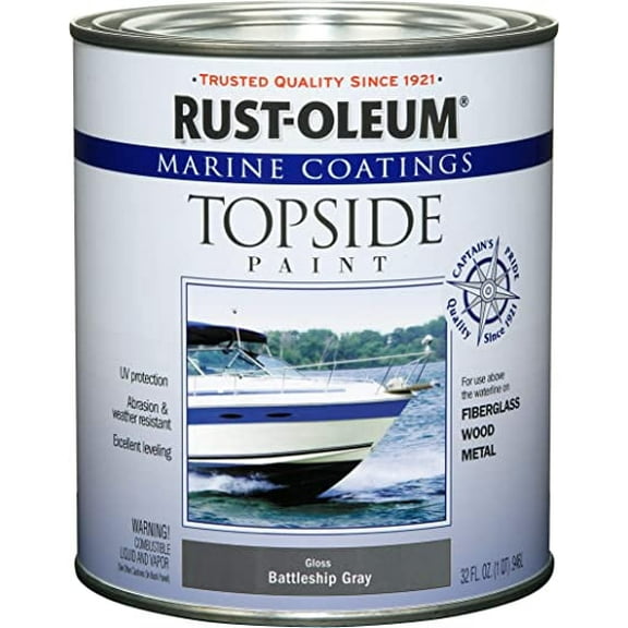 Rust-Oleum Available 207005 Marine Topside Paint Battleship Gray 1-Quart