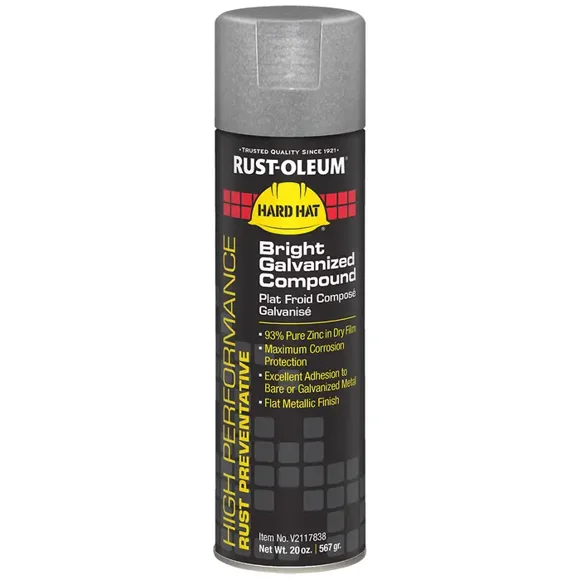 Rust Preventative Spray Paint, Bright Galvanized, Metallic, Solvent, 20 oz V2117838