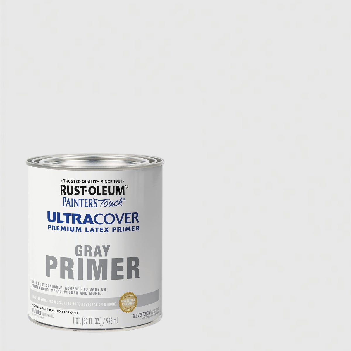 Rust-Oleum Brush On Acrylic Paint 1980502 Painters Touch Quart Latex, Flat Gray Primer, 1 (Pack of 1), 32 Fl Oz