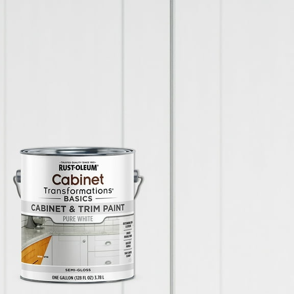 2 Pack, Pure White, Rust-Oleum Cabinet Transformations Basics Semi-Gloss Cabinet and Trim Paint- Gallon