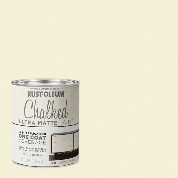 Rust-Oleum Chiffon Cream Chalked All-in-One Ultra Matte Paint | One Coat Coverage | No Primer, Sanding, Or Topcoat Needed | Easy Clean Up | Made in USA | 30 OZ | 2 Pack
