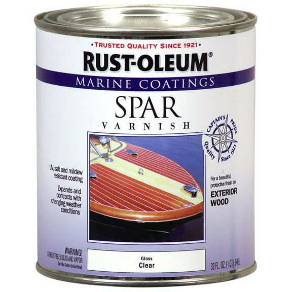 Rust-Oleum Clear Gloss Oil-Based Marine Spar Varnish 1 Qt Forr Exterior Wood,1 Pc