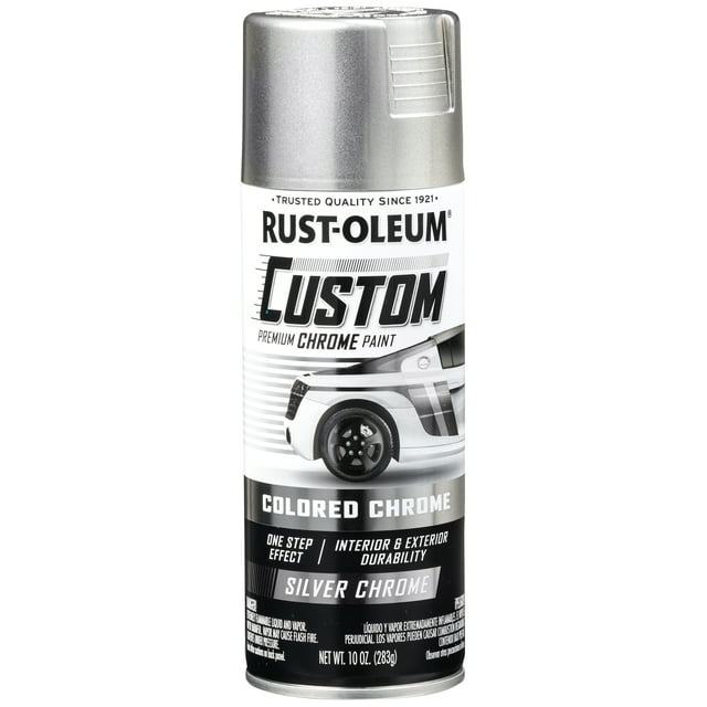 Rust-Oleum Custom Colored Chrome Automotive Spray Paint Silver Chrome, 10 oz