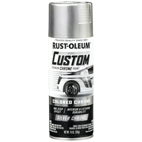 Silver, Rust-Oleum Automotive Custom Chrome Gloss Spray Paint-340558, 10 oz