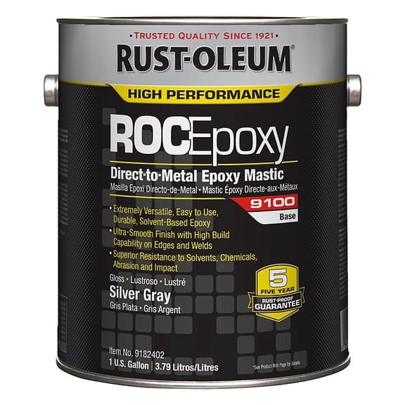 Rust-Oleum Epoxy Mastic,9100,Silver Gray,1 gal,Can 9182402