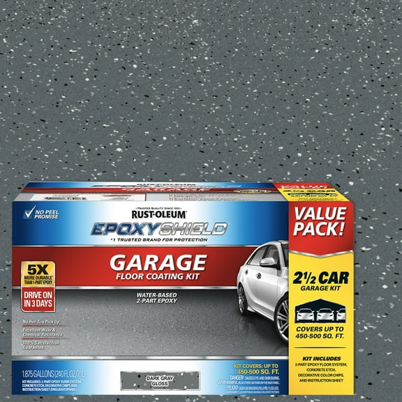 Dark Gray, Rust-Oleum EpoxyShield Gloss Epoxy Garage Floor Coating-365186, 2.5 Car