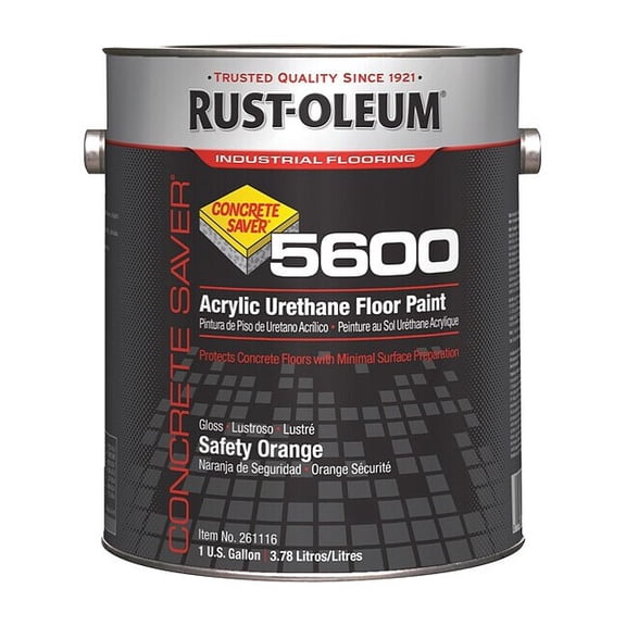 Rust-Oleum 1 gal Floor Paint, Gloss Finish, Safety Orange, Solvent Base 261116