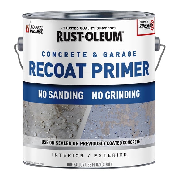 Rust-Oleum Concrete & Garage Recoat Primer, Semi-Transparent Gray, Flat, Gallon - 338806