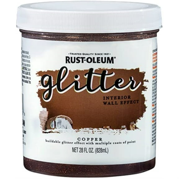 1009166 GLITTER PNT COPPER 28OZ Rust-Oleum Glitter Copper Water-Based Paint Interior 50 g/L 28 oz (Pack of 2)