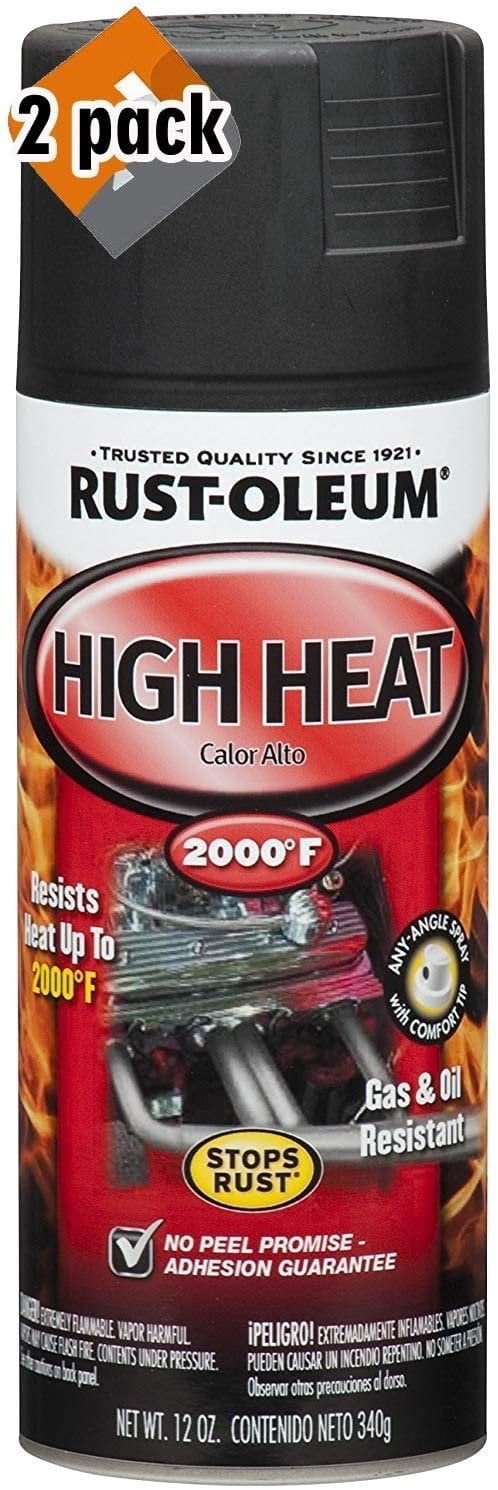 Rust-Oleum High Heat Calor Alto Flat Black 12 oz Spray Paint, 2 Pieces