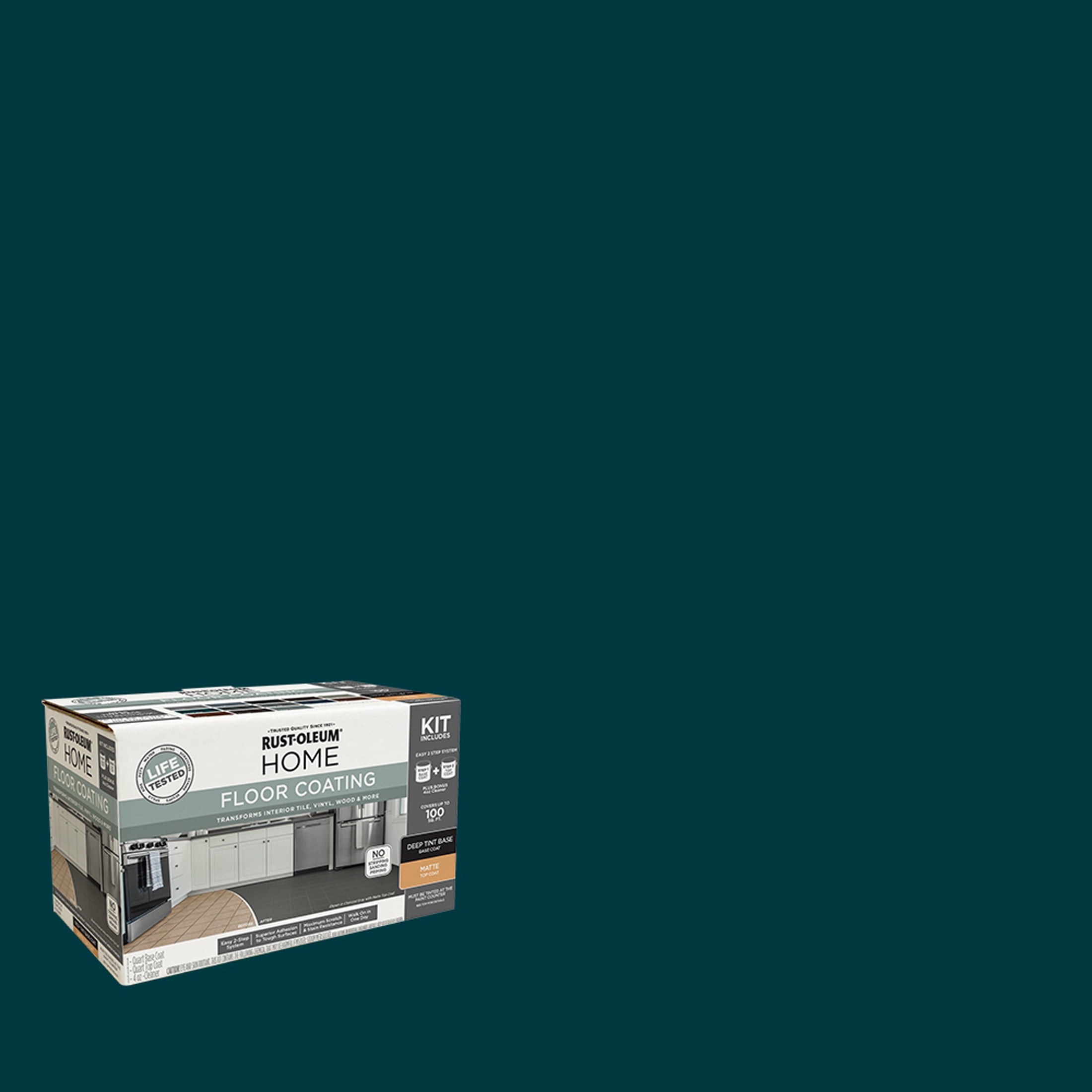 Rust-Oleum Home Matte Emerald Green Interior Floor Coating Kit-363727T, Quart