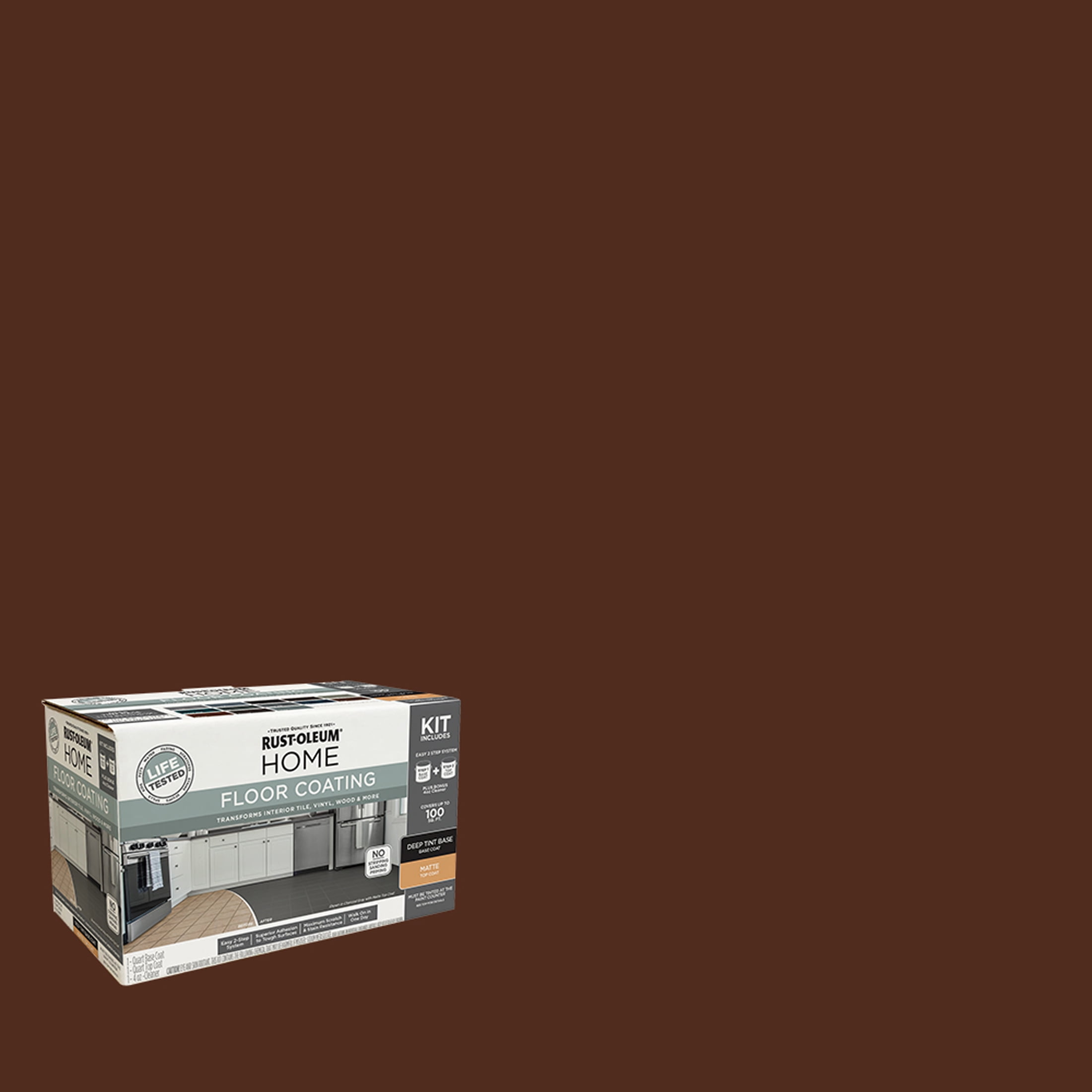 Rust-Oleum Home Matte Espresso Interior Floor Coating Kit-363728T, Quart