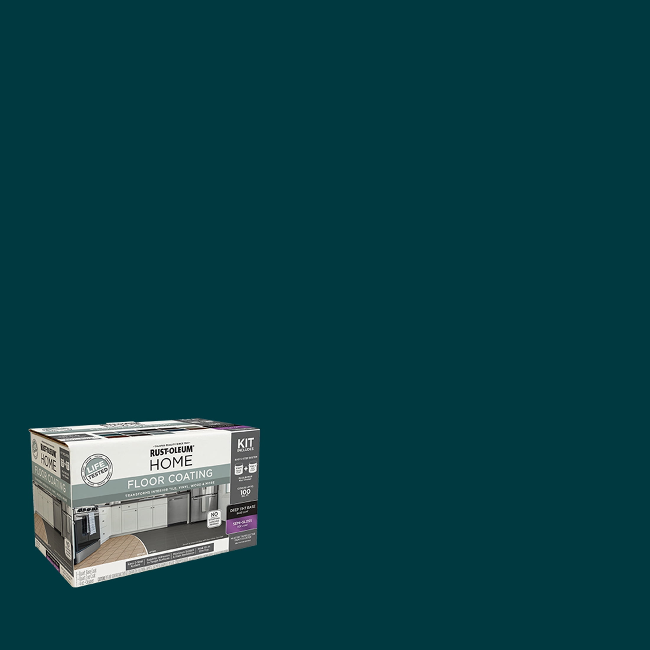 Rust-Oleum Home Semi-Gloss Emerald Green Interior Floor Coating Kit-363714T, Quart
