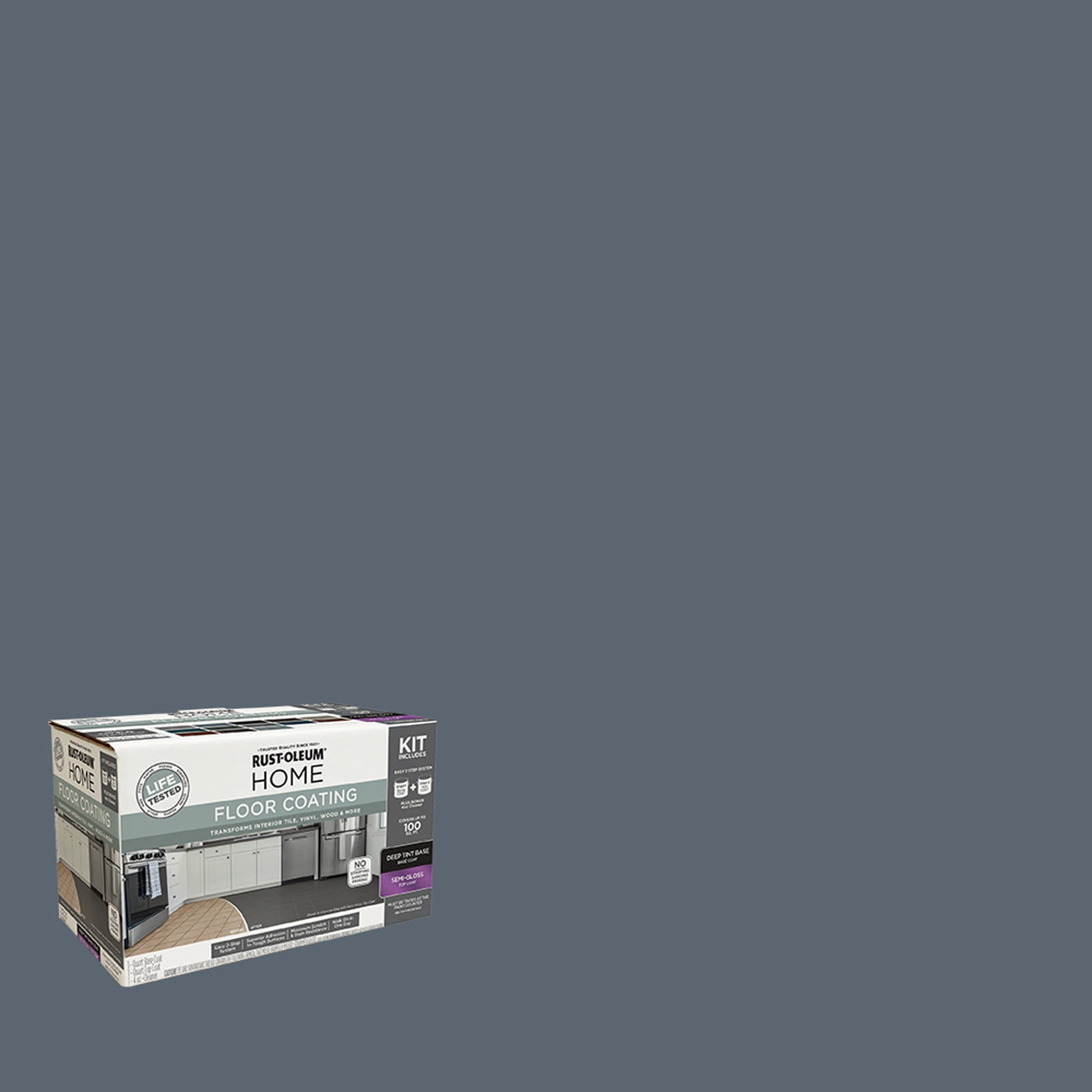 Rust-Oleum Home Semi-Gloss Gunmetal Interior Floor Coating Kit-363716T, Quart