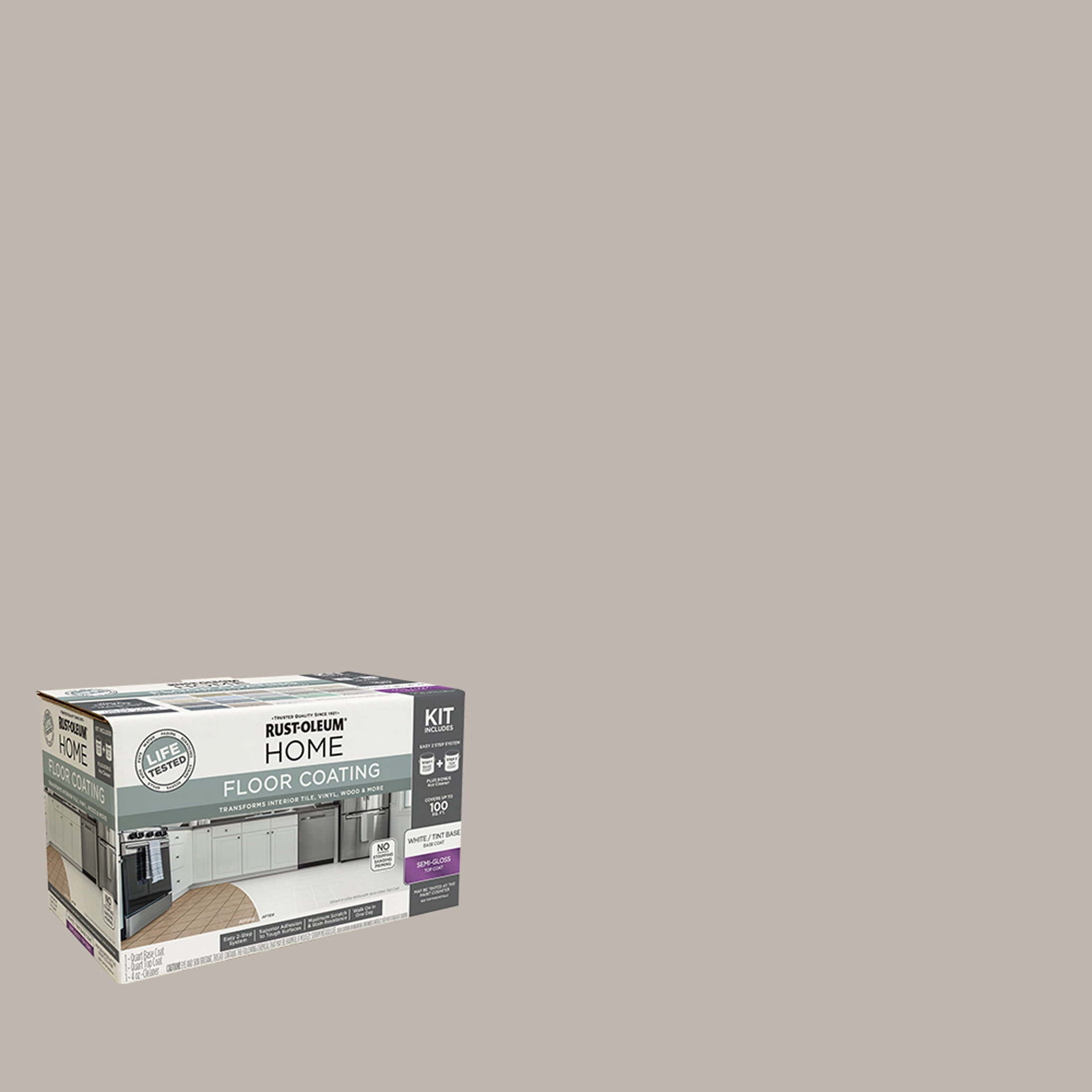 Rust-Oleum Home Semi-Gloss Windsor Gray Interior Floor Coating Kit-363698T, Quart