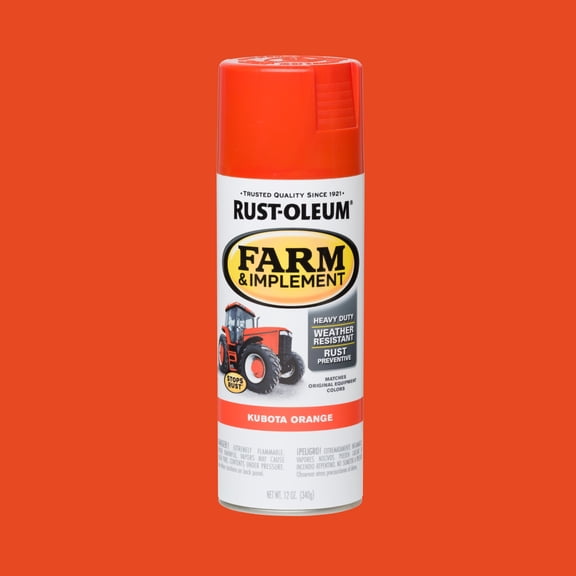 Kubota Orange, Rust-Oleum Specialty Farm & Implement Gloss Spray Paint-280142, 12 oz