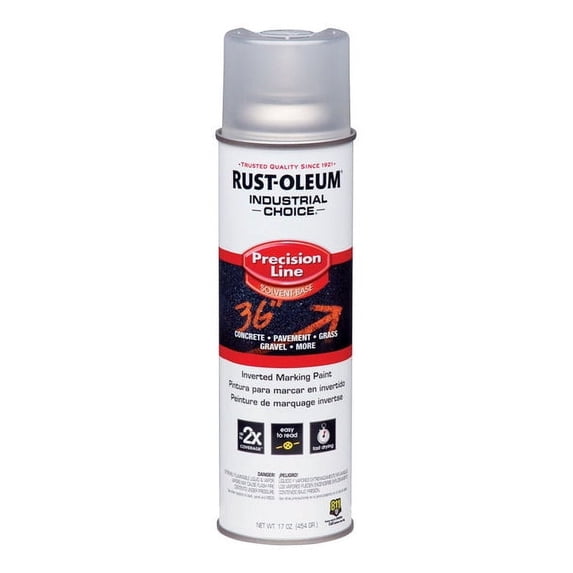 Rust-Oleum 1601838 M1600 System Solvent-Based Precision-Line Inverted Marking Paint Aerosol, Clr - Lot of 12