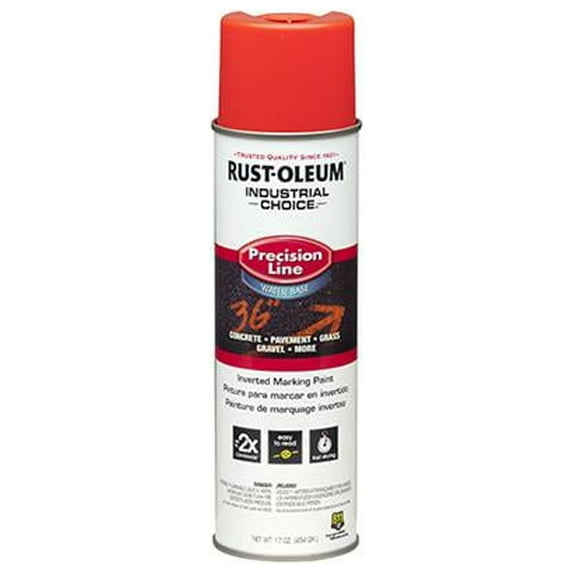 Precision Line Marking Paint, 20 oz, Fluorescent Red/Orange, Water -Based