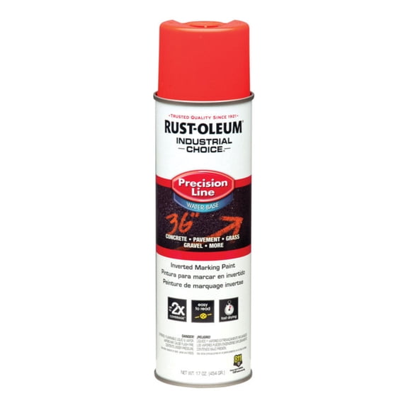 Precision Line Marking Paint, 20 oz, Fluorescent Red/Orange, Water -Based 203037