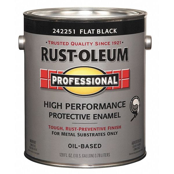 Rust-Oleum Interior/Exterior Paint, Flat, Oil Base, Black, 1 gal