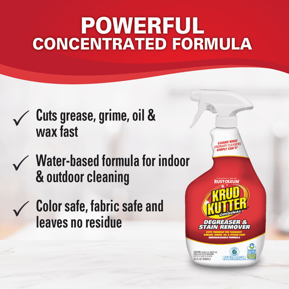 Rust-Oleum Krud Kutter Concentrated Cleaner & Degreaser Stain Remover - Pack of 4  Household & Commercial Use, Effective Formula