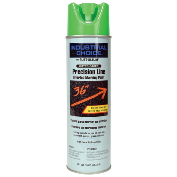 Rust-Oleum M1600/M1800 Precision-Line Inverted Marking Paint,17oz,Fluorescent Green,W/B