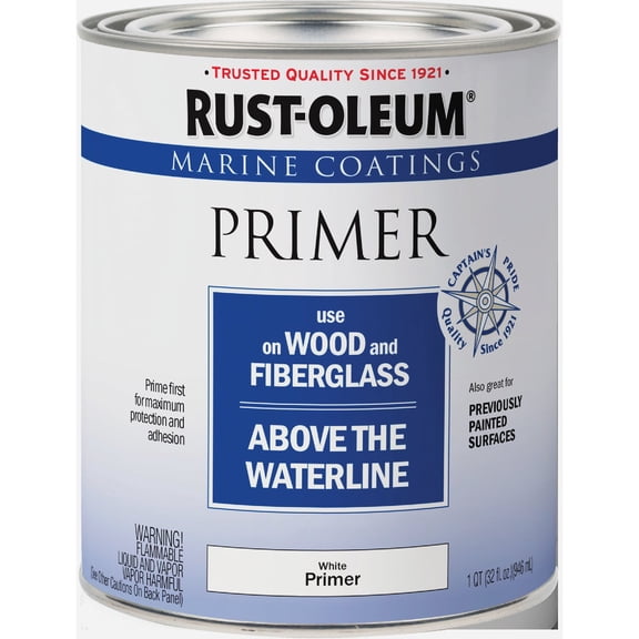 Rust-Oleum Marine Coatings Wood & Fiberglass White Primer For Specialty Plastics 1 qt.