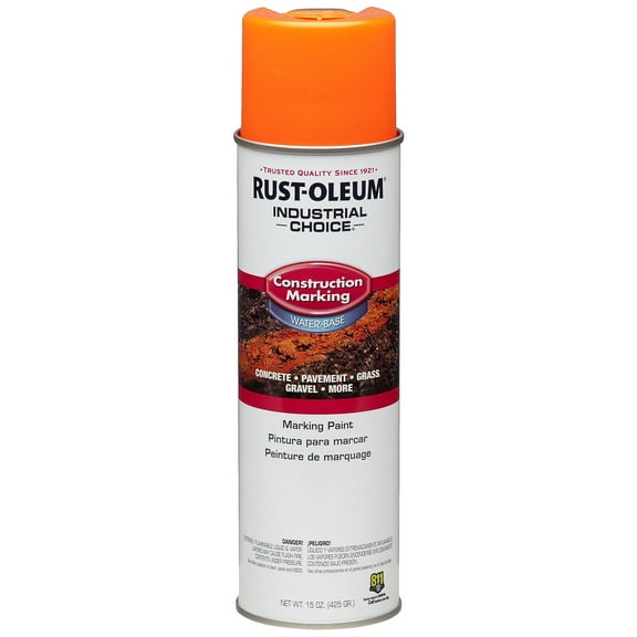 17 oz Rust-Oleum 264697 Fluorescent Orange Industrial Choice M1400 System Water-Based Construction Marking Spray Paint