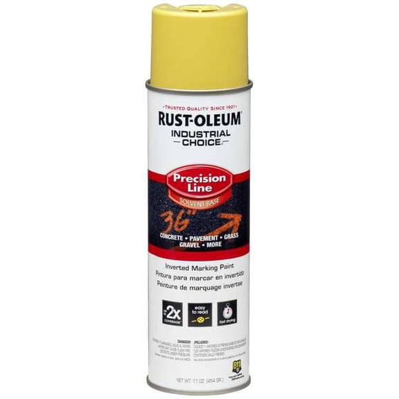 Precision Line Marking Paint, Inverted, High Visibility Yellow, 20 oz