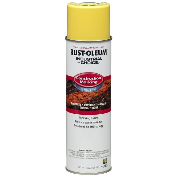 17 oz Rust-Oleum 264695 High Visibility Yellow Industrial Choice M1400 System Water-Based Construction Marking Spray Paint