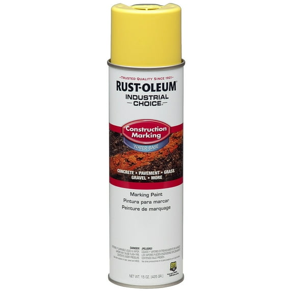 Construction Marking Paint, 17 oz., High Visibility Yellow, Water -Based