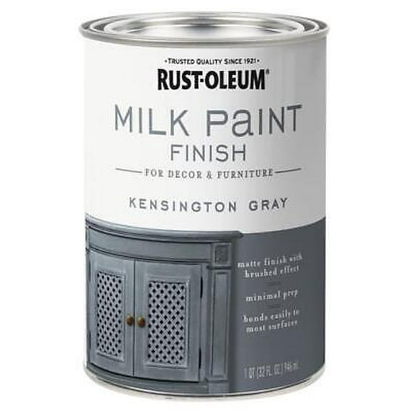 Rust-Oleum Matte Kensington Gray Water-Based Acrylic Milk Paint 1 qt (Pack of 2).