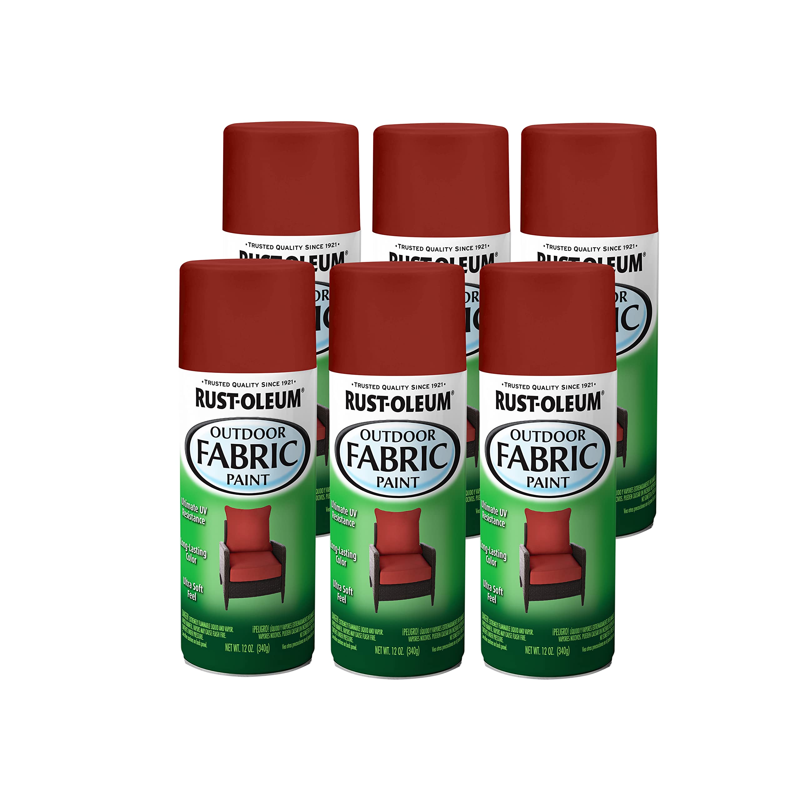 RustOleum Outdoor Fabric Spray Paint, 12 oz, Chili Red, 6 Pack