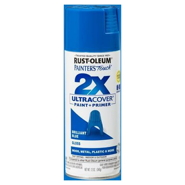 RustOleum Painter's Touch 2X Ultra Cover Gloss Brilliant Blue Paint+Primer Spray Paint 12 oz
