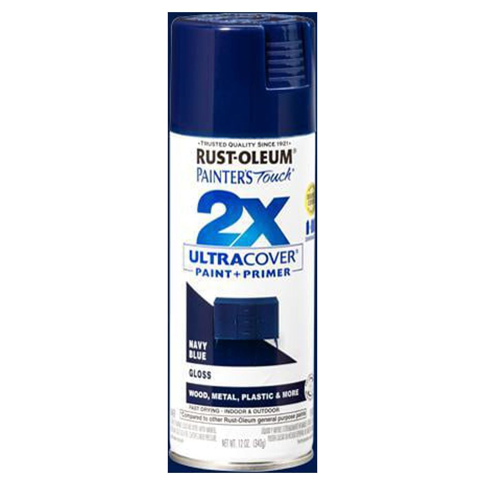 RustOleum Painter's Touch 2X Ultra Cover Gloss Navy Blue Paint+Primer Spray Paint 12 oz