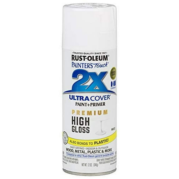 Rust-Oleum Painter's Touch 2X Ultra Cover High-Gloss White Paint+Primer Spray Paint 12 oz 1868298