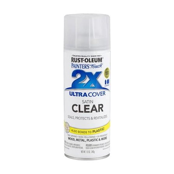 Rust-Oleum Painter's Touch 2X Ultra Cover Clear Spray, Aerosol 12 oz Satin- 346952