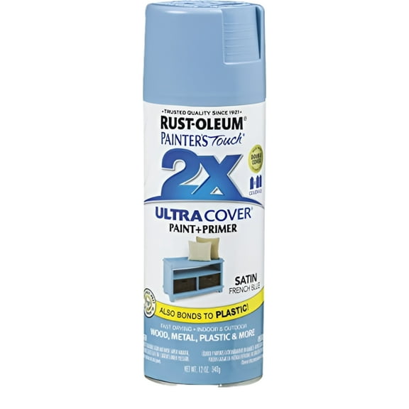 Rust-Oleum Painter's Touch 2X Ultra Cover Satin French Blue Paint+Primer Spray Paint 12 oz