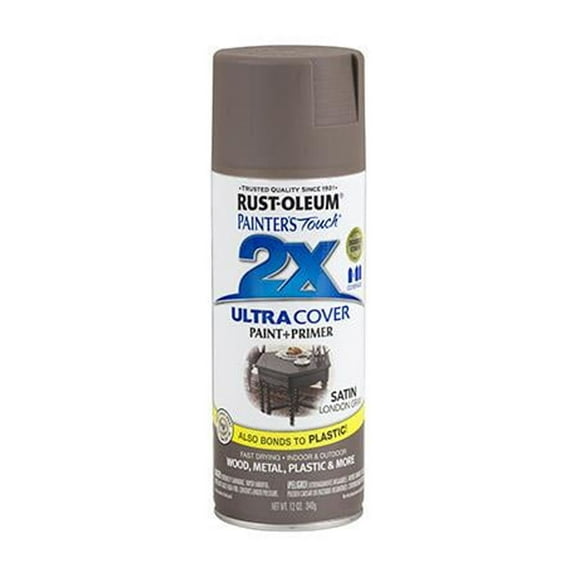 Rust-Oleum Painter's Touch 2X Ultra Cover Satin London Gray Paint+Primer Spray Paint 12 oz