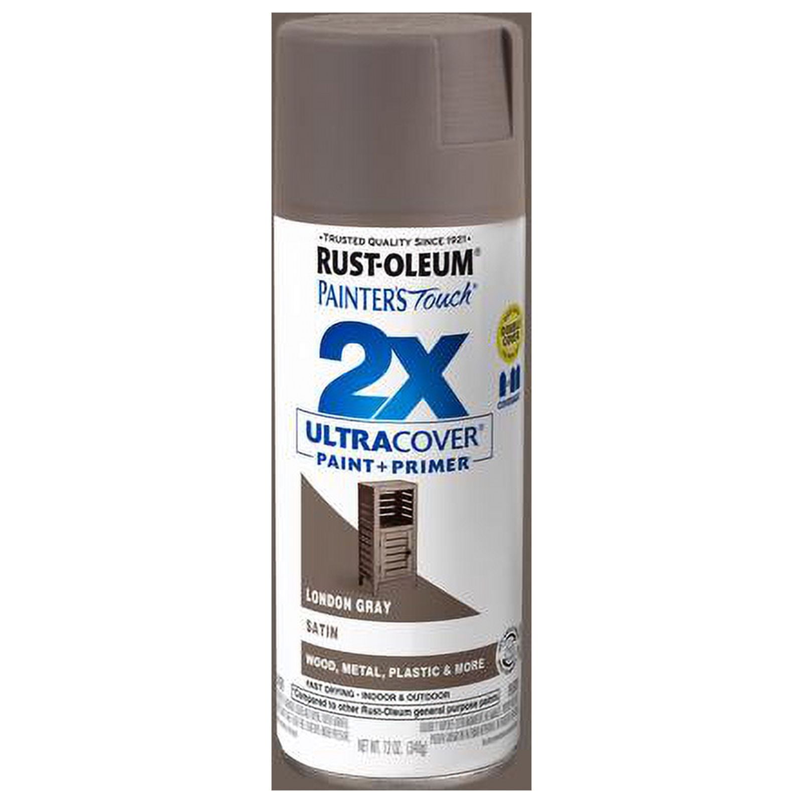 RustOleum Painter's Touch 2X Ultra Cover Satin London Gray Paint+Primer Spray Paint 12 oz