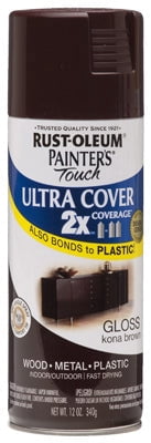 Rust-Oleum Painter's Touch 2x Spray Paint, 12 Oz, Gloss Kona Brown, Each
