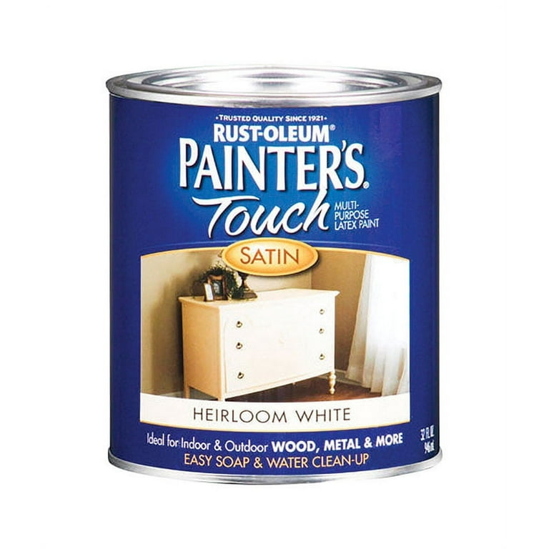Rust-Oleum 240285 1 Qt. Painters Touch Ultra Cover Satin Latex Paint, Heirloom White