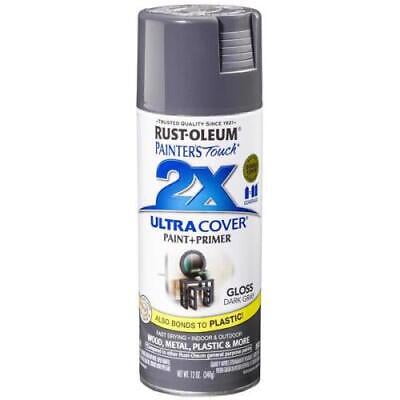 Rust-Oleum Painter's Touch Ultra Cover Gloss Dark Gray Spray Paint 12 oz. (Pack of 6)