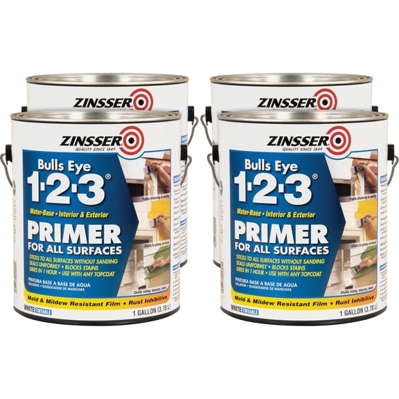 Zinsser Bulls Eye 1-2-3 Primer - 1 Color(s) - White - 1 gal - 4 / Carton