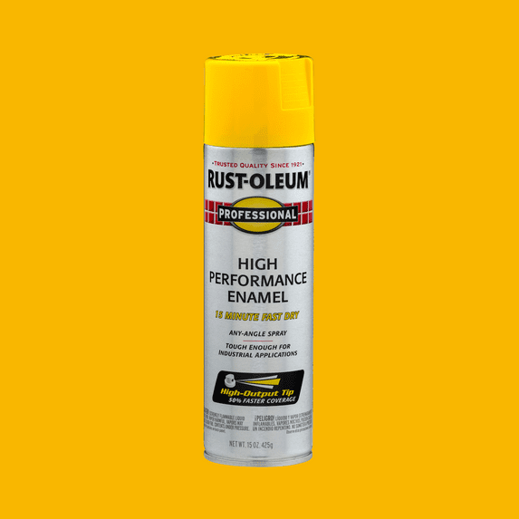 Safety Yellow, Rust-Oleum Professional High Performance Enamel Gloss Spray Paint-7543838, 15 oz