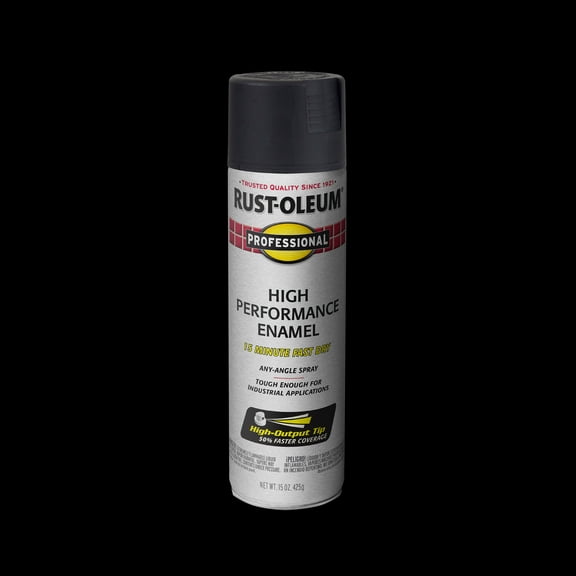 Black, Rust-Oleum Professional High Performance Enamel Semi-Gloss Spray Paint, 15 Oz,