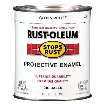 Rust-Oleum Protective Enamel Paint, Gloss White - Oil-Based, Washable - 32-Ounce Quart  Interior & Exterior Use, Professional Finish