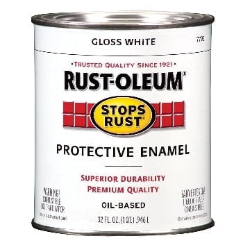 Rust-Oleum Protective Enamel Paint, Gloss White - Oil-Based, Washable - 32-Ounce Quart — Interior & Exterior Use, Professional Finish