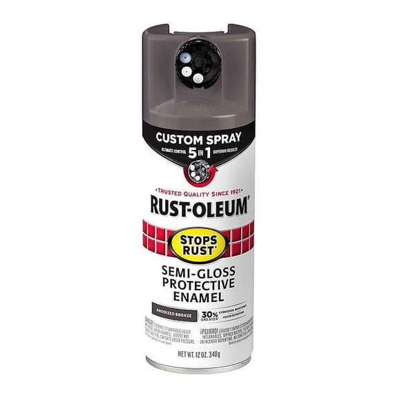 Rust-Oleum 376911 Stops Rust Custom Spray 5-in-1 Spray Paint, 12 oz, Semi-Gloss Anodized Bronze