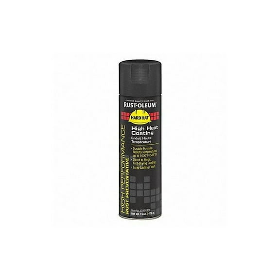 Rust-Oleum High Temperature Spray Paint, Black, Flat, Solvent, 15 oz V2176838